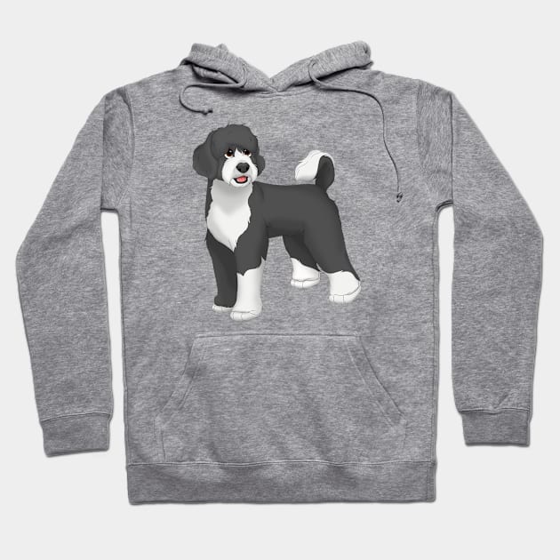 Black & White Portuguese Water Dog Hoodie by millersye